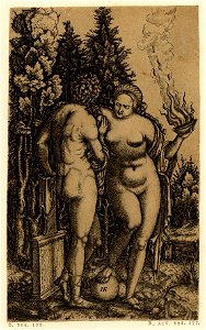 Marcantonio - A nude woman standing with her right foot raised on a ball, H,3.18