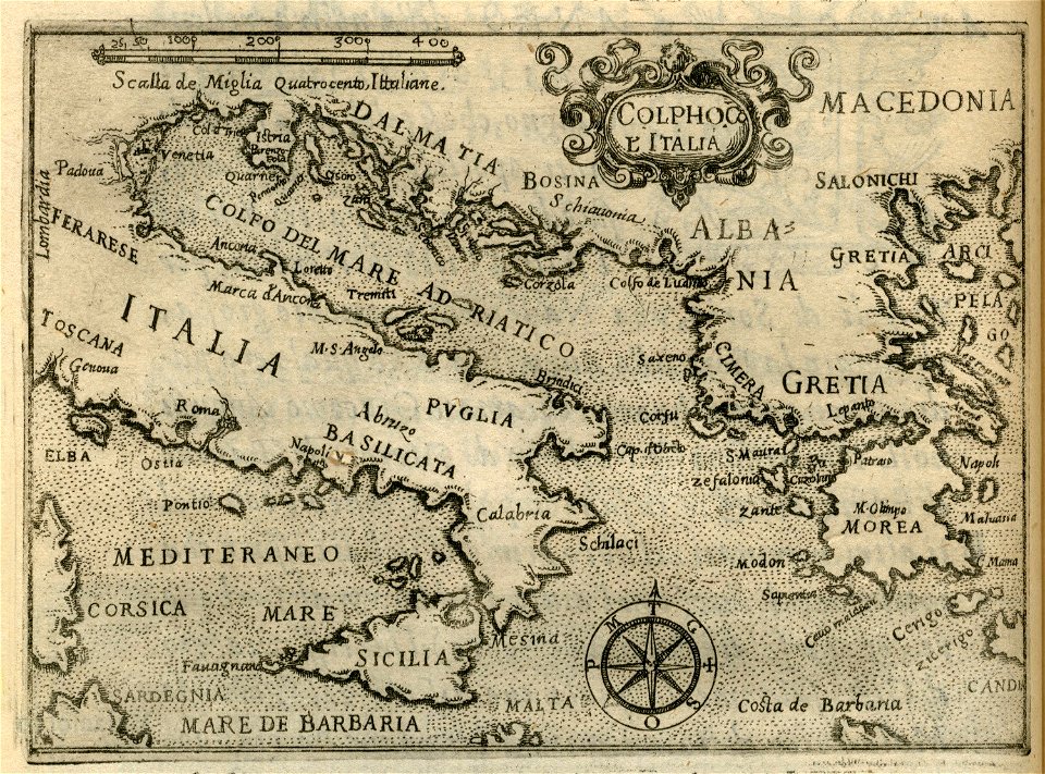 Map of Italy, the Ionian islands and Continental Greece - Zuallart Jean - 1587