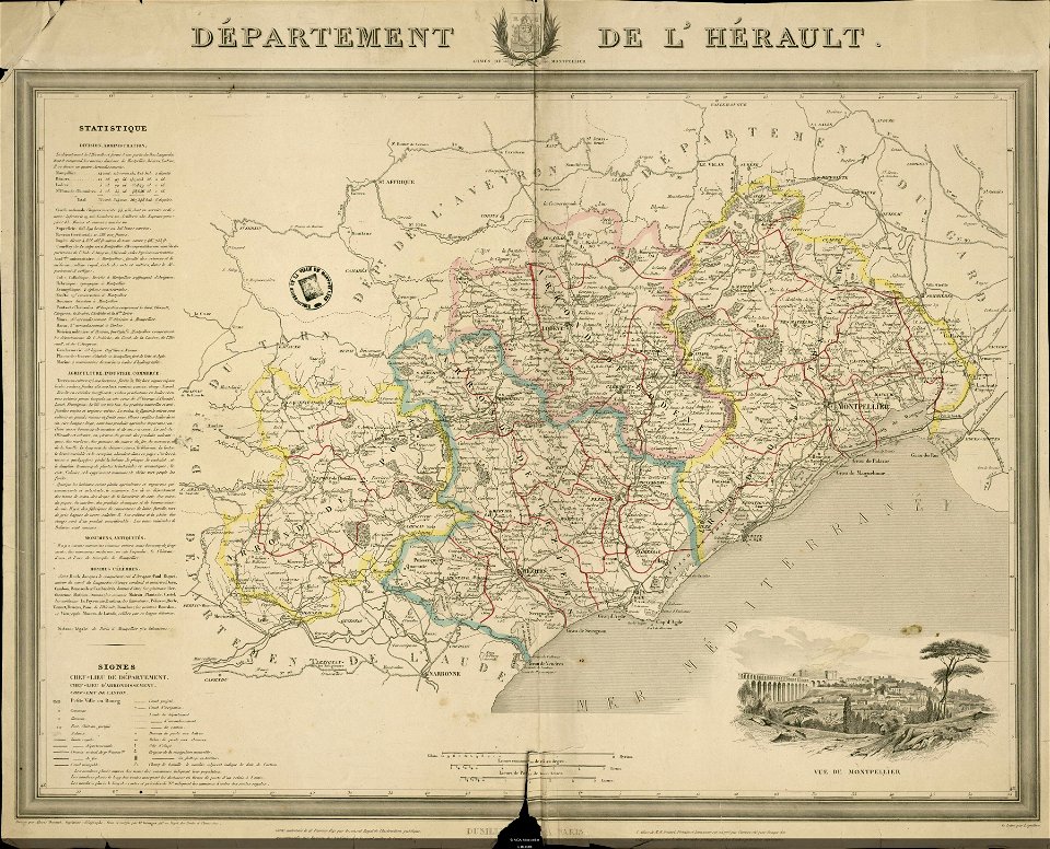 Map of Hérault 1841 by Alexis Donnet - Bibliothèque Montpellier