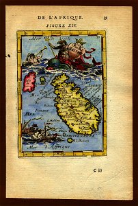 Map of Malta, 1683. Free illustration for personal and commercial use.