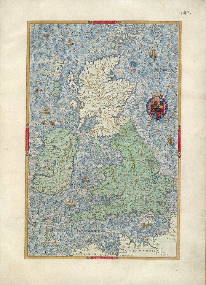 Map of the British Isles. HM 160. William Bowyer. Heroica Eulogia. England, 1567
