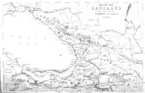 Map of The Caucasus. George Dodd. Pictorial history of the Russian war 1854-5-6. Free illustration for personal and commercial use.