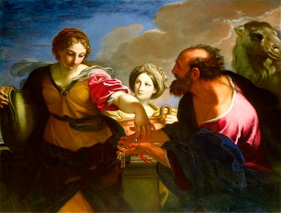 Maratta, Carlo - Rebecca and Eliezer at the Well - 1655-1657. Free illustration for personal and commercial use.