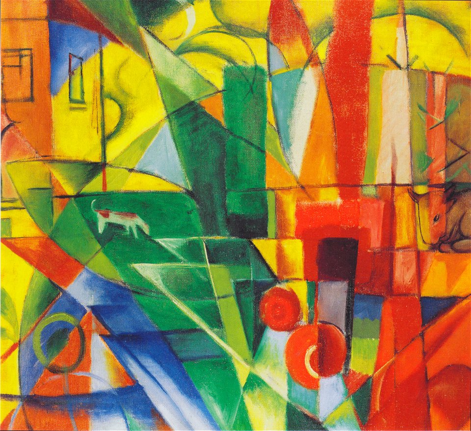 Marc - Landschaft mit Haus, Hund und Rind