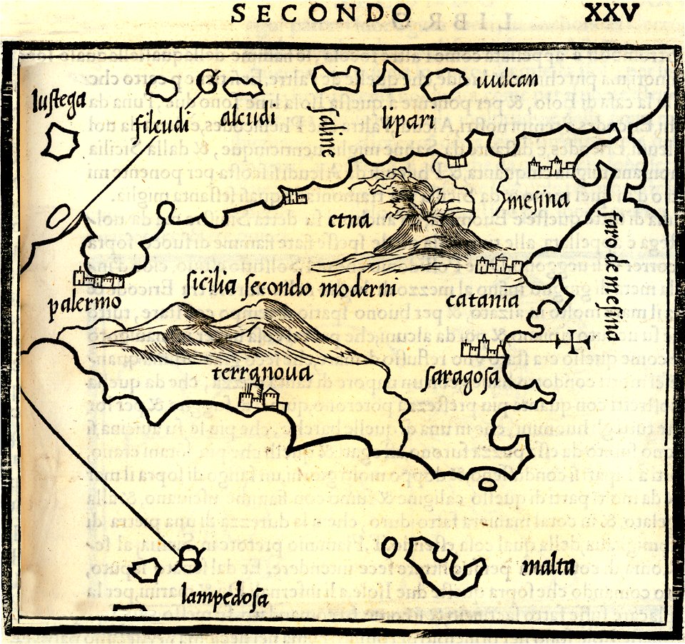 Map of Sicily according to contemporary geographers - Bordone Benedetto - 1547