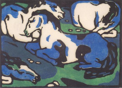 Franz Marc - Ruhende Pferde. Free illustration for personal and commercial use.
