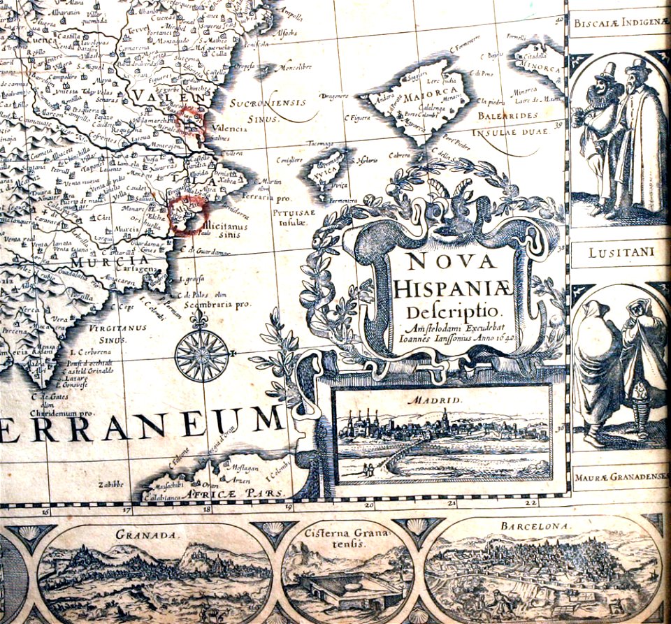 Map Of Spain, 1690, by Nicolaes Visscher (cropped detail)