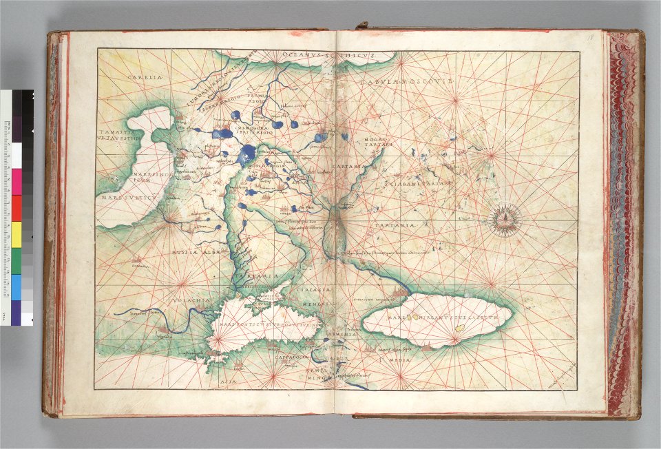 Map of Russia. HM 10. Battista Agnese, PORTOLAN ATLAS (Italy ca. 1550)