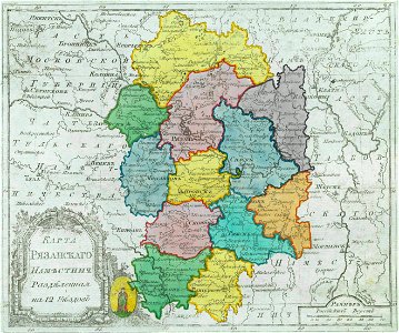 Map of Ryazan Namestnichestvo 1792 (small atlas)