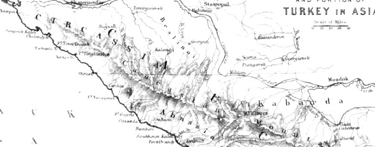 Map of The Caucasus.Circassia and Kabarda. George Dodd. Pictorial history of the Russian war 1854-5-6