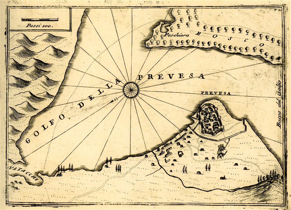 Map of Preveza with Buca fortress - Coronelli Vincenzo - 1688