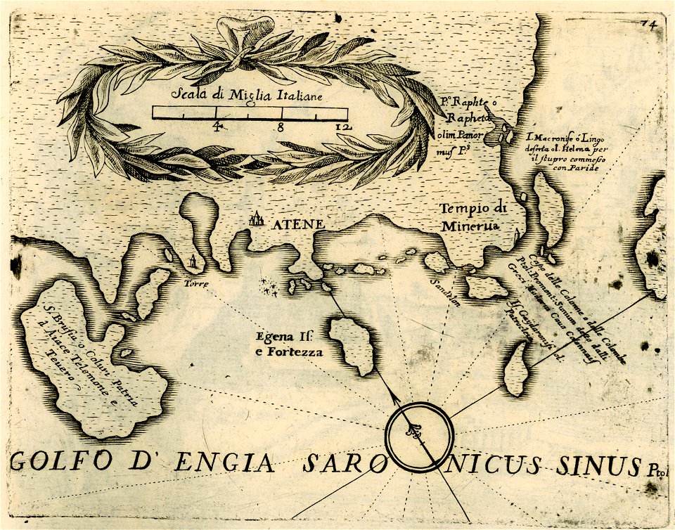 Map of the coast of Attica and the islands of the Argo-Saronic gulf - Coronelli Vincenzo - 1688