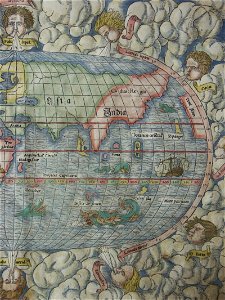 Map of the world including the New World east half(1553). Free illustration for personal and commercial use.