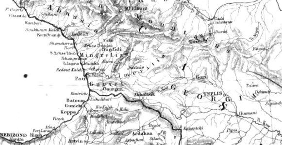 Map of The Caucasus.Georgia. George Dodd. Pictorial history of the Russian war 1854-5-6