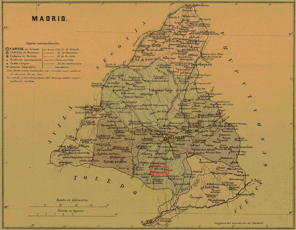 Mapa de la provincia de Madrid 1868 (Parla y Humanejos)