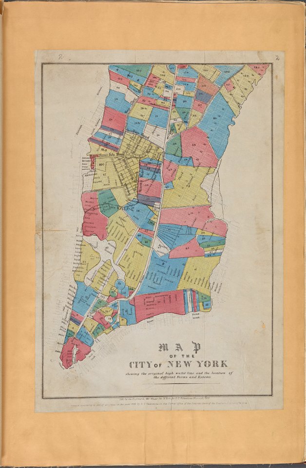 Map of the City of New York, high water line, farms and estates