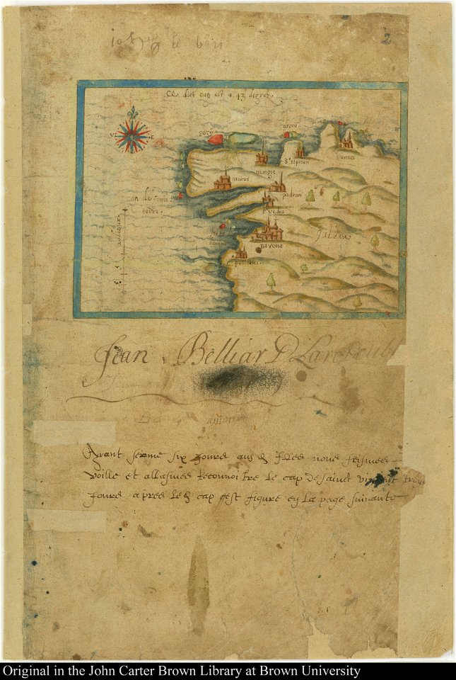 Mapa da costa de Galiza de Samuel de Champlain (c. 1602)