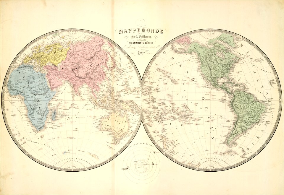Mappemonde par A. Vuillemin publiée par Combette éditeur - Fonds Ancely - B315556101 A LEVASSEUR 103