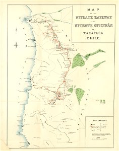 Mapa Oficinas Salitreras del norte de Chile (1890)