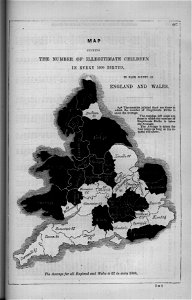 Map showing the number of illegitimate children. Free illustration for personal and commercial use.