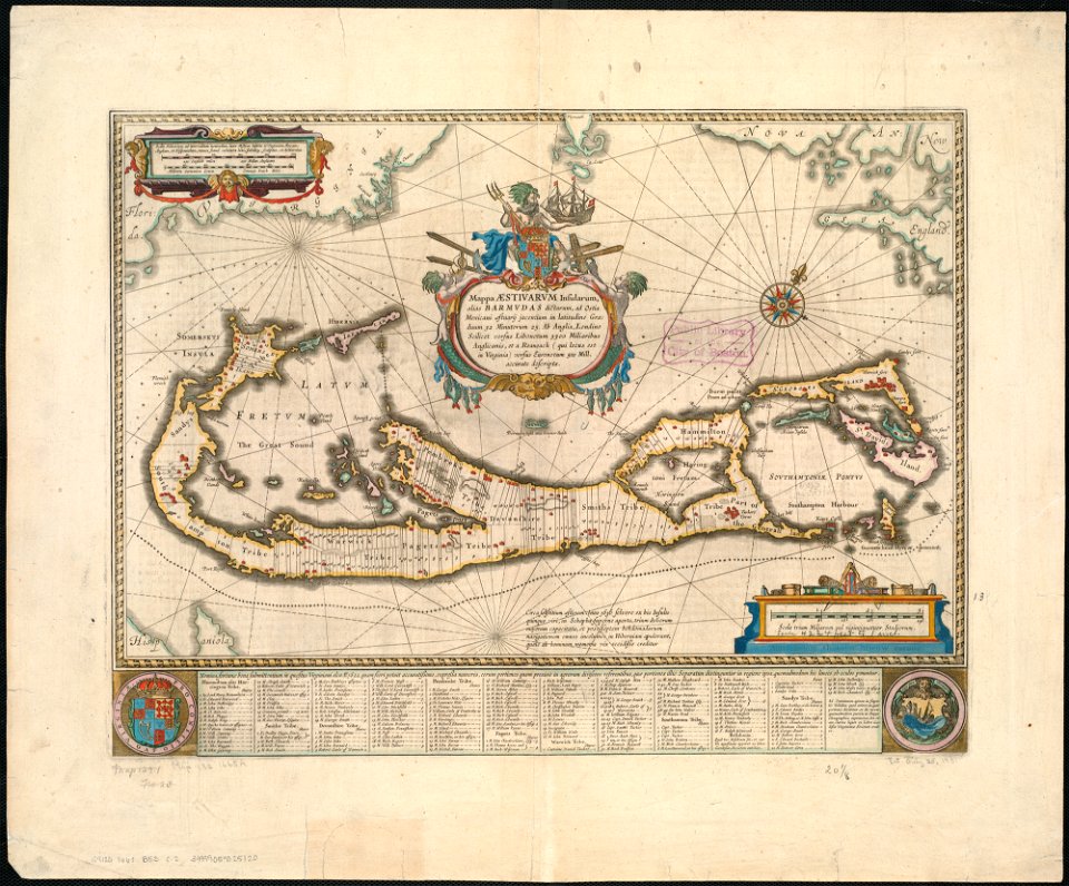Mappa aestivarum insularum, alias Barmudas dictarum, ad ostia Mexicani aestuarij jacentium in latitudine graduum 32 minutorum 25 - Ab Anglia, Londino Scilicet versus Libonotum 3300 miliaribus (6972524546)