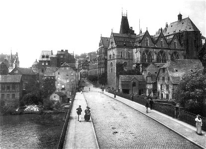 Marburg Stadtansicht von der Weidenhäuser Brücke 1905