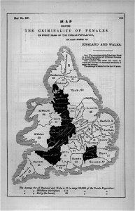 Map showing the criminality of females. Free illustration for personal and commercial use.