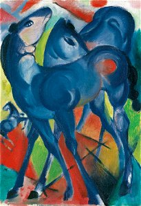 Franz Marc, Die blauen Fohlen, 1913. Free illustration for personal and commercial use.