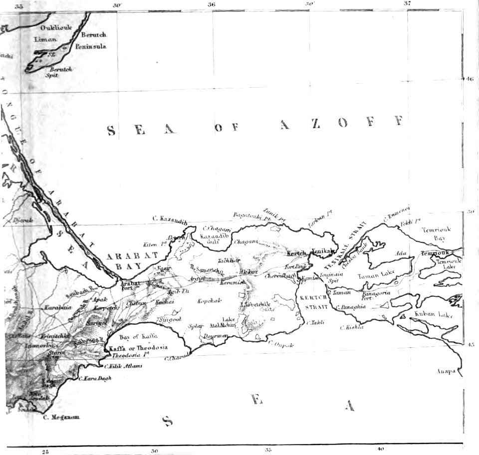 Map of the Sea of Azov. George Dodd. Pictorial history of the Russian war 1854-5-6
