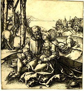 Marcantonio - Copy of Dürer's elderly man and a young woman sitting in a landscape, 1973,U.169
