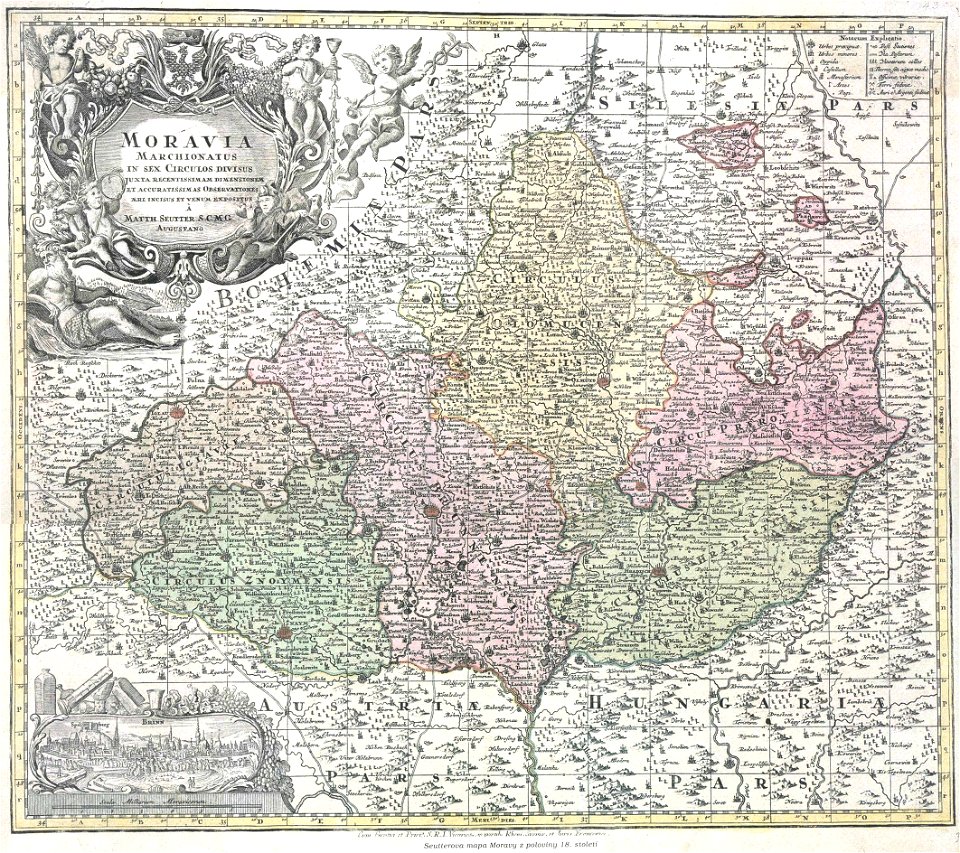 Mapa Moravy z pol.18. století