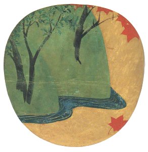 Maple Leaves and Stream by Ogata Kōrin. Free illustration for personal and commercial use.