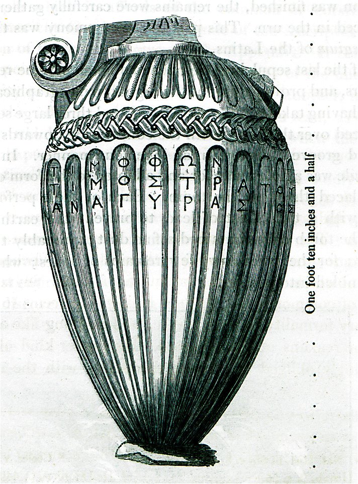 Marble vase with the inscription- ΤΙΜΟΦΩΝ ΤΙΜΟΣΤΡΑΤΟΥ ΑΝΑΓΥΡΑΣΙΟΣ - Dodwell Edward - 1819