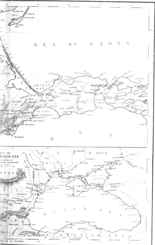 Maps of the Black Sea and Sea of Azov. George Dodd. Pictorial history of the Russian war 1854-5-6