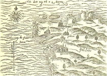 Mapa da Galiza de Œuvres de Champlain. Publiées ... par l'abbé C.-H. Laverdière ... Seconde édition (p. 141, 1870)