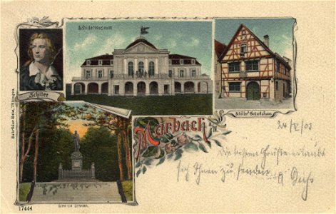 Marbach, Baden-Württemberg - Schillermuseum; Schillers Geburtshaus; Schillerdenkmal (Zeno Ansichtskarten)
