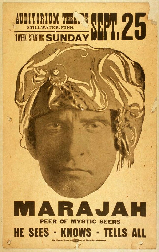 Marajah peer of mystic seers - he sees, knows, tells all. LCCN2014635613