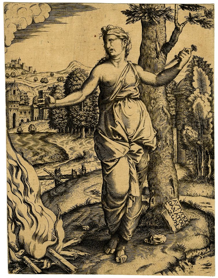 Marcantonio - After - Dido holding a dagger in her left hand, 1874,0808.233