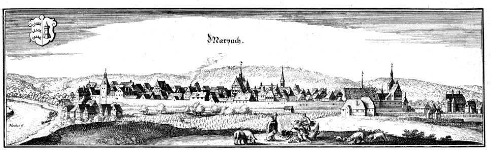 Marbach am Neckar um 1640 De Merian Sueviae 169