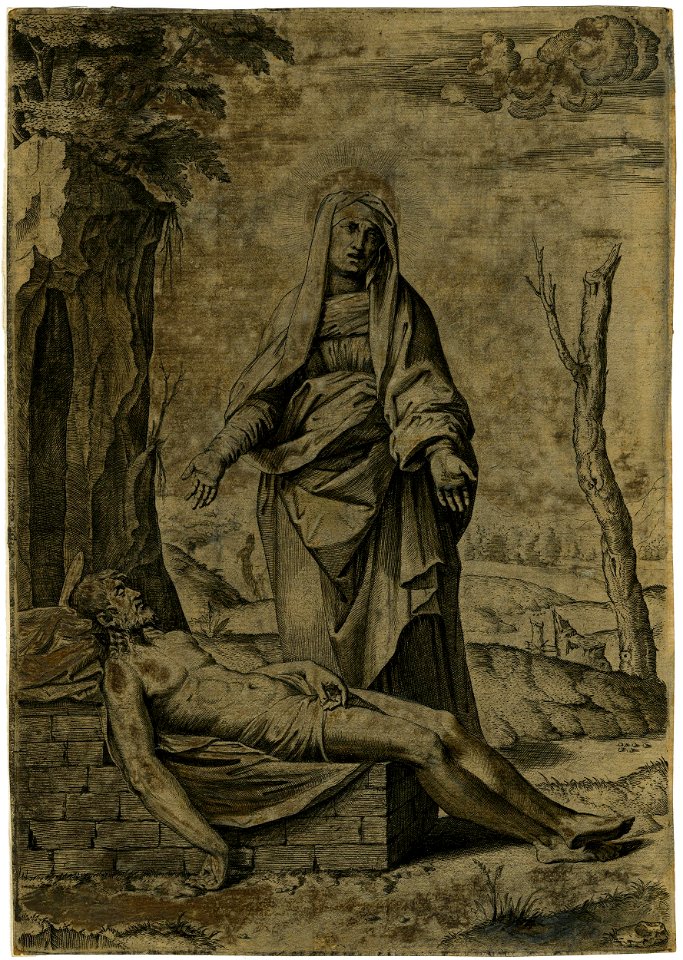 Marcantonio - The Virgin lamenting the dead Body of Christ, H,1.28