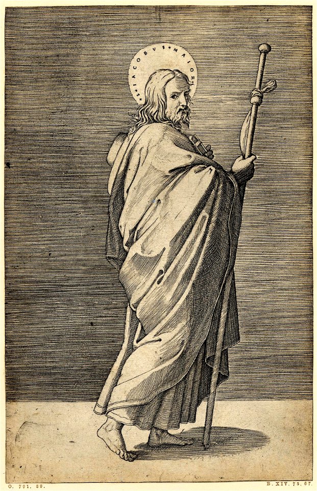 Marcantonio - St James Major holding a pilgrim staff in his right hand., 1857,0711.4