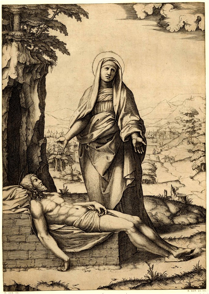 Marcantonio - The Pietà, so called 'with the bare arm', H,1.26