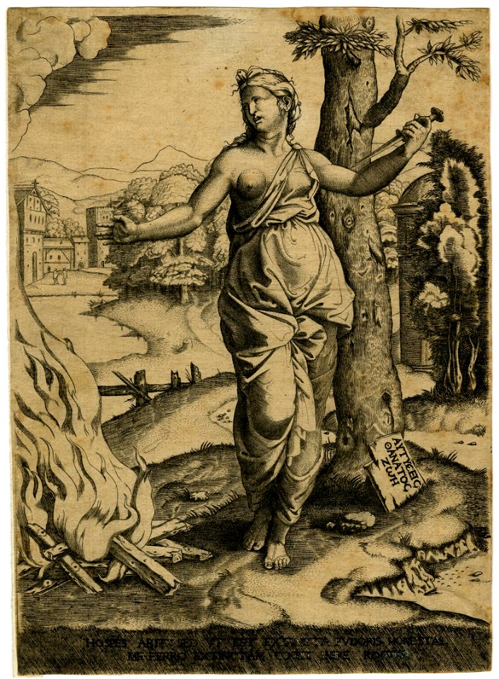 Marcantonio - After - Dido holding a dagger in her left hand, H,2.2