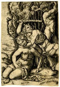 Marcantonio - After - A satyr fighting for a nymph, after Francia, 1862,0712.437