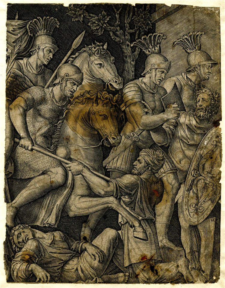 Marcantonio - Right half of Emperor Trajan and his troops and Roman soldiers defeating the Dacians, 1937,0915.415