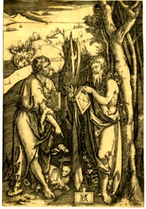 Marcantonio - In a landscape, on the left St John the Baptist standing, with the lamb next to him, H,3.180