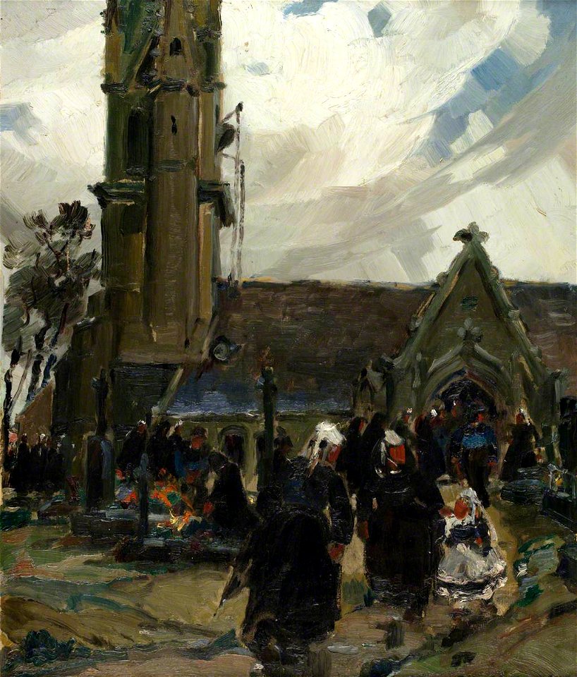 Marcel Laurent - L'église de Confort un jour de Toussaint (gcf06372)