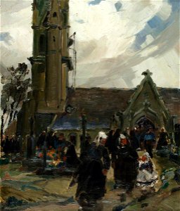 Marcel Laurent - L'église de Confort un jour de Toussaint (gcf06372)