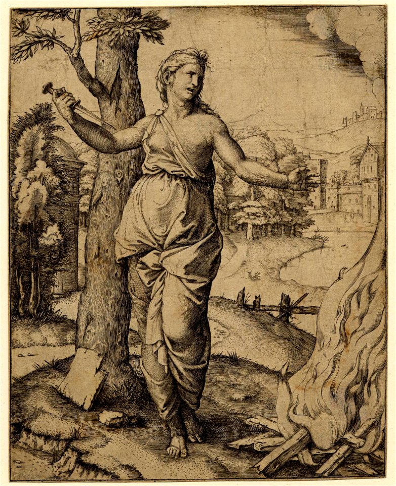 Marcantonio - Dido holding a dagger in her right hand, 1856,0614.48