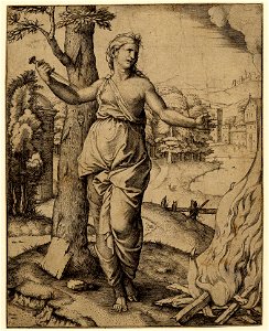 Marcantonio - Dido holding a dagger in her right hand, 1856,0614.48